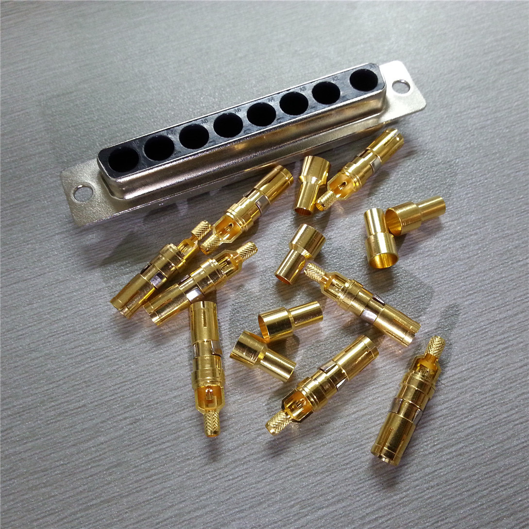 优联康混装D-SUB 8W8射频焊线公头 DB型8大芯射频同轴连接座 - 图2