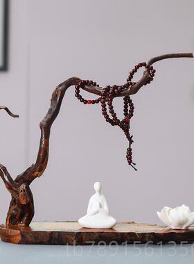 高档新中式禅意装根雕工艺品风化木摆件茶室客关视厅电柜玄人物软