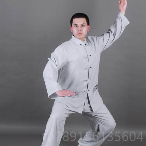 高档太服男夏季棉麻 夏风季短袖中女老极年武术服 中国中年春秋练 - 图3