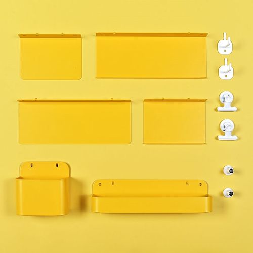 金属洞洞板配件客l厅阳台置物架书架免打孔书桌收纳隔板侧板洞洞 - 图1