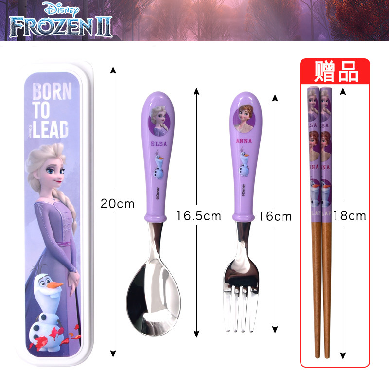 小学生餐具套装30n4不锈钢防摔烫 儿童叉勺筷子三件套卡通便携式 - 图1