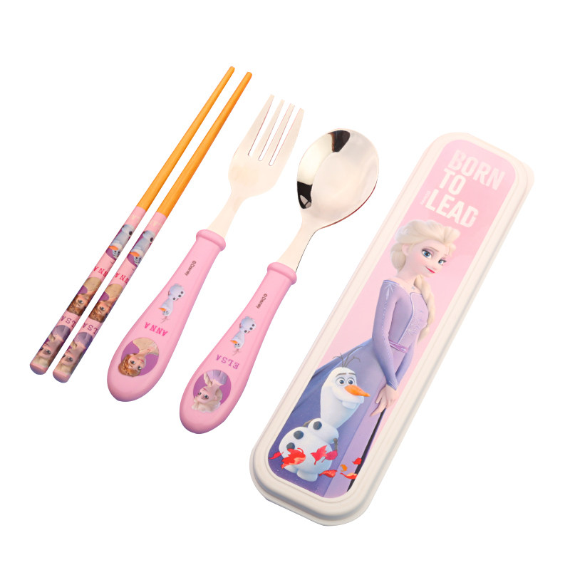 小学生餐具套装30n4不锈钢防摔烫 儿童叉勺筷子三件套卡通便携式 - 图2