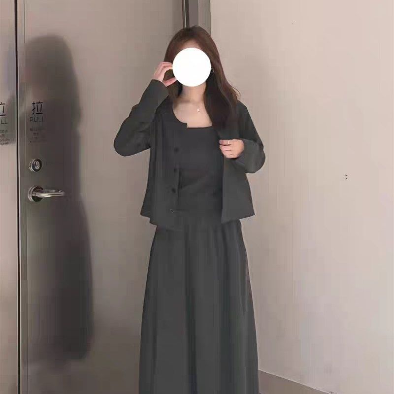 大码韩系气质针织开衫p吊带半身裙三件套女春秋 梨型身材显瘦套装,淘宝优惠券,粉丝福利购,淘宝优惠卷