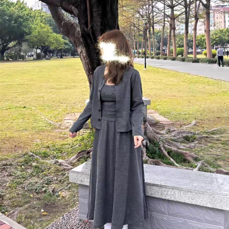 大码韩系气质针织开衫p吊带半身裙三件套女春秋 梨型身材显瘦套装,淘宝优惠券,粉丝福利购,淘宝优惠卷