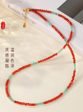 本命年南红红色毛衣链新年送礼