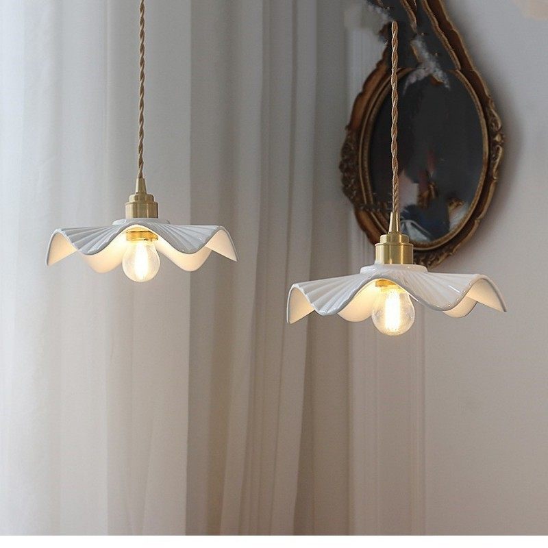 北欧陶瓷百褶裙白色少女心民宿餐厅咖啡店吧台卧室床头气质小吊灯,淘宝优惠券,粉丝福利购,淘宝优惠卷