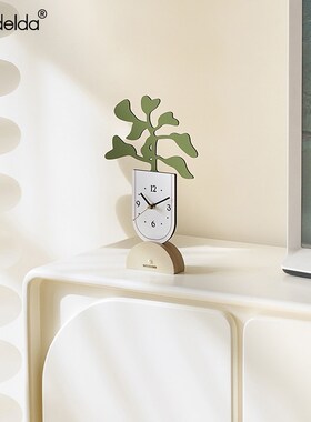 精选Mandelda创意盆栽时钟摆件玄关电视柜摆台式钟表客厅桌面装饰