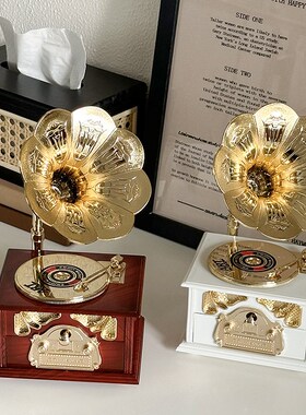 复古留声机音乐盒八音盒送女朋友生日新年520礼物卧室桌面摆件