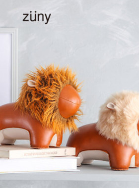 精选台湾zuny手工制作皮质动物狮子大象猩猩老虎老鼠恐龙书档摆件