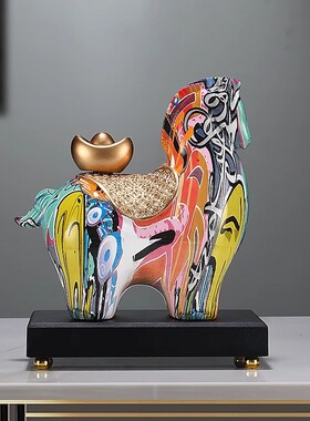 彩色马上有钱马摆件高档办公室装饰品玄关客厅电视柜乔迁开业礼物