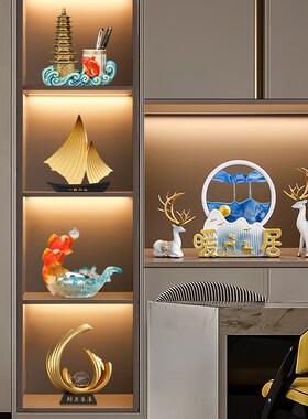 招财鹿流沙画摆件家居客厅玄关柜电视柜装饰品办公室乔迁开业礼物