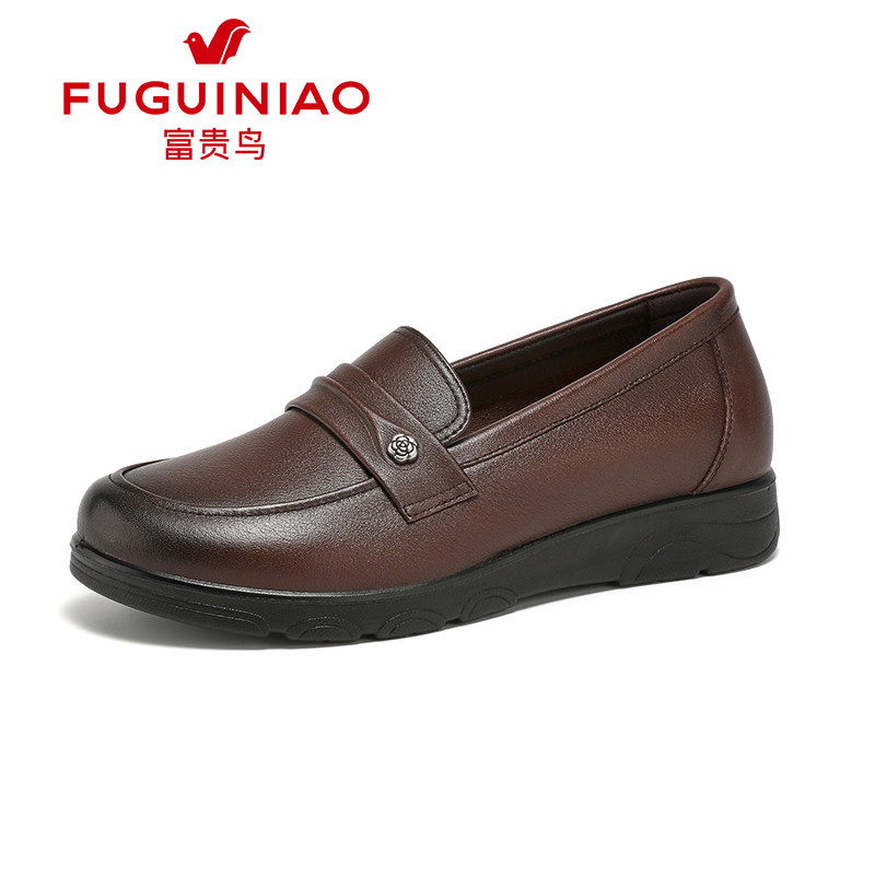 富贵鸟妈妈鞋子舒适中老年女鞋休闲真皮软底皮鞋豆豆鞋春季款单鞋,淘宝优惠券,粉丝福利购,淘宝优惠卷