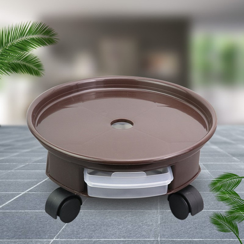 塑料移动万向轮花盆圆形加厚花盆可底座底托托盘刹车带轮 - 图2