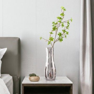 电镀银色陶瓷花瓶现代极简轻奢桌面插花干花器样板房鞋柜轻奢摆件,淘宝优惠券,粉丝福利购,淘宝优惠卷