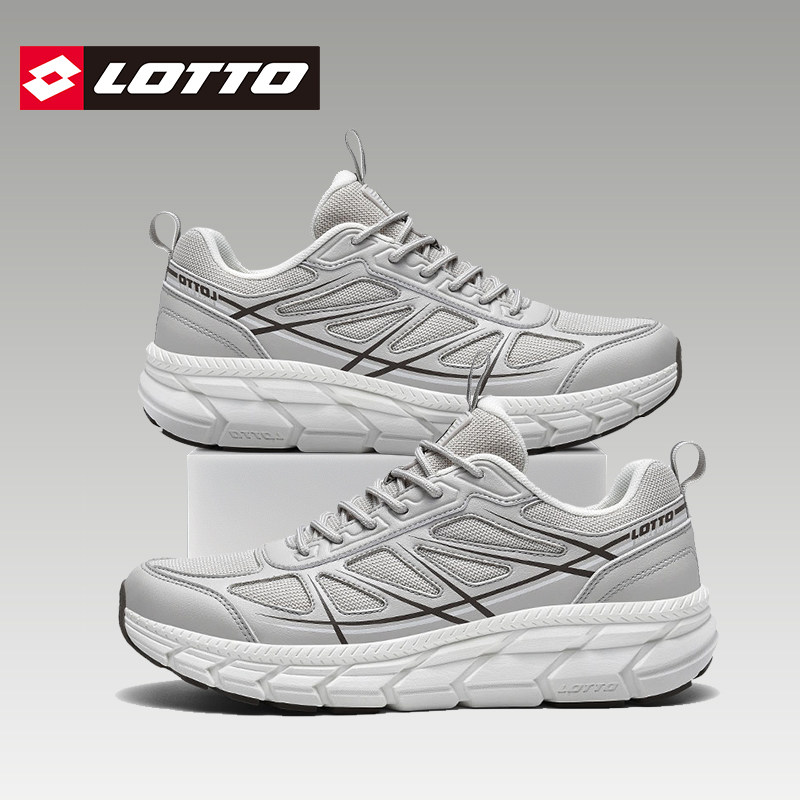 LOTTO乐途男黑色网面运动鞋厚底休闲鞋2025春季新款透气减震跑鞋,淘宝优惠券,粉丝福利购,淘宝优惠卷