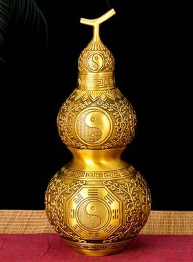 纯铜精工八卦葫芦桌面开口黄铜家用吉祥摆件饰品镇宅开盖空心复古