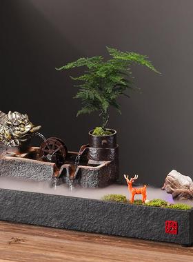 创意流水生财摆件桌面鱼缸循环水装饰客厅玄关办公室摆设开业礼品