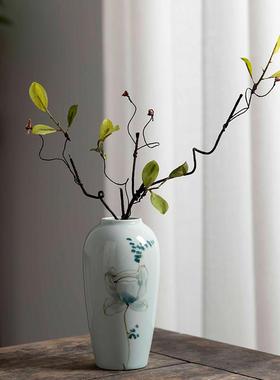 手绘粉彩陶瓷花瓶景德镇现代中式博古架轻奢创意家居装饰插花花器