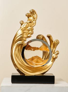 新中式风生水起流沙画摆件轻奢高档家居客厅酒柜玄关装饰品礼物