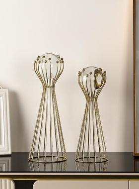 欧洲轻豪华水晶球装饰家居客厅电视橱柜装饰创意金属工艺品桌面陈