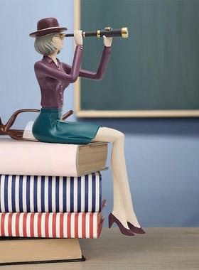 现代简约人物摆件文艺青年摆件装饰品工艺品书架装饰品样板饭软装