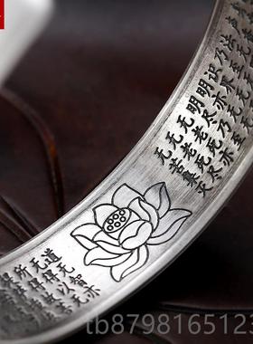 高档富贵一叶一菩提999纯银手镯鹿男士口镯子足银叶开子 像菩提老