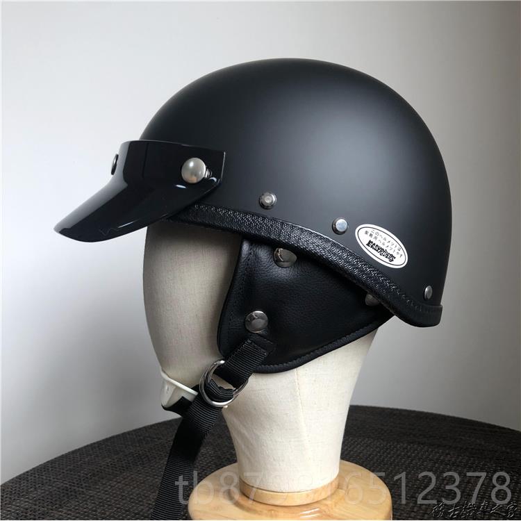高档bornfree式日复古小盔体6季0哈雷机车头盔男夏女款Shorty半盔 - 图1