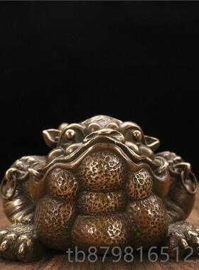 高档金纯黄铜铜器精品家具客厅办蟾公汽车饰摆室件茶内宠小手把件