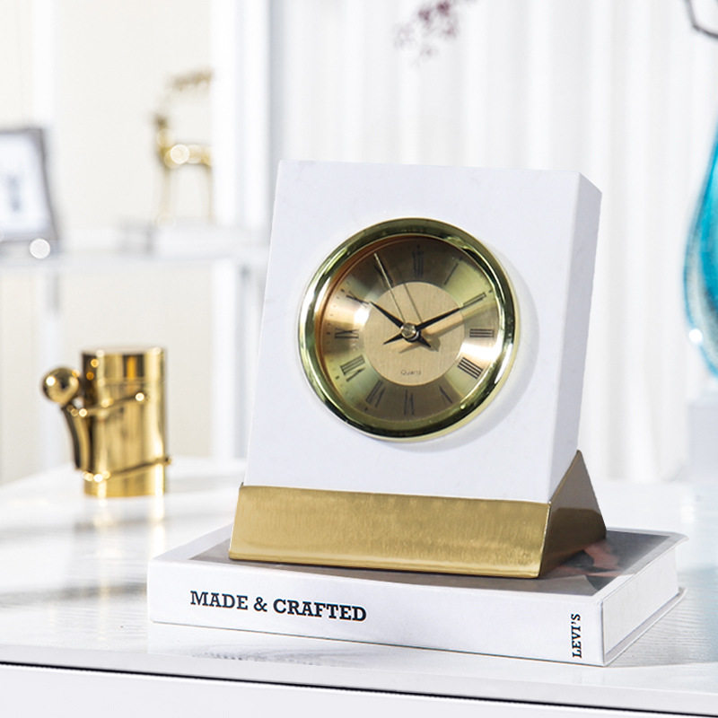 北欧轻奢大理石小时钟家居酒店客厅书房卧室摆放座钟装饰品摆件,淘宝优惠券,粉丝福利购,淘宝优惠卷
