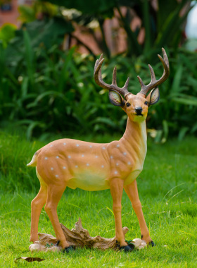 户外园林景观景区花园庭院婚庆装饰仿真玻璃钢雕塑大号梅花鹿摆件