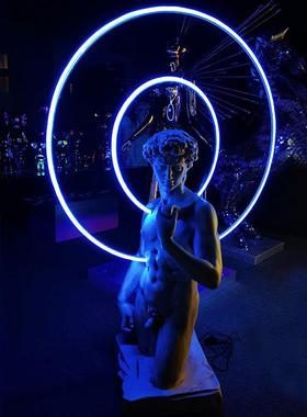 希腊人物玻璃钢雕塑发光落地摆件桃TAO酒吧音乐酒馆餐吧网红装饰