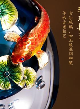 轻奢琉璃花瓶摆件高级感玻璃客厅入户玄关电视酒柜摆放高档装饰品