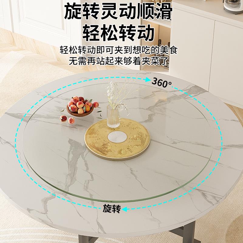 转盘餐桌家用大圆桌旋转钢化玻璃底座圆桌面饭桌手动转台酒店圆台 - 图0