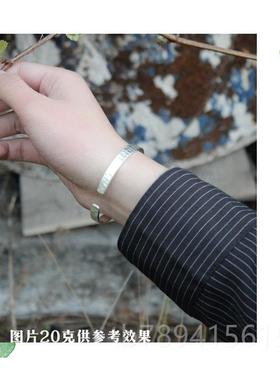 高档足银锤纯手工敲打定精镯致锤子99制9纯银男女情侣款银纹手磨