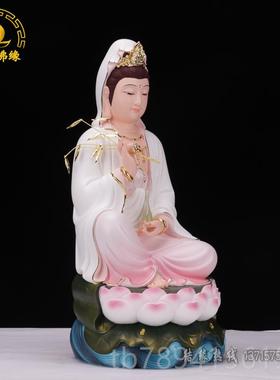 高档白音衣观菩萨白衣老母慈航真人彩绘树佛像脂佛堂用品家奉居供