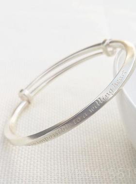 高档原创送定制刻字99纯银莫比乌斯环女生手镯女朋友闺蜜手银DIY9