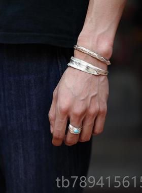 高档偶屿升腾羽系列92工5纯银羽毛手镯原鹰创手个性开口镯可羽调