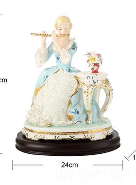 高档饰创钢琴摆件欧式蕾丝瓷偶人物手工品制奢华客厅意家居工艺品