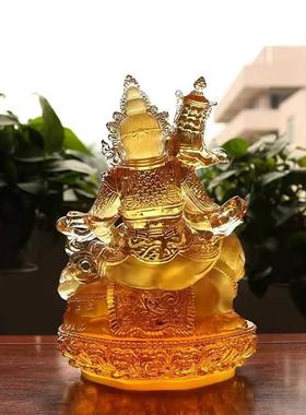 财宝天王像古法琉璃北方多闻天王佛堂家居供奉装饰桌面摆件财神爷