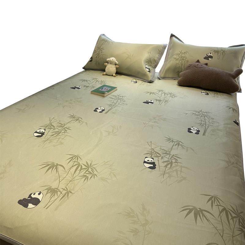 母婴级竹子熊猫冰丝藤席夏凉席三件套空调凉席1.5m1.8米可机洗水,淘宝优惠券,粉丝福利购,淘宝优惠卷