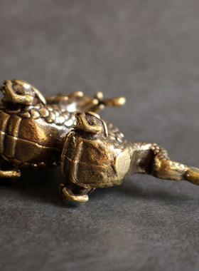 复古铜器生肖龙小摆件饰品工艺品礼品黄铜纯铜招财聚财家居复古