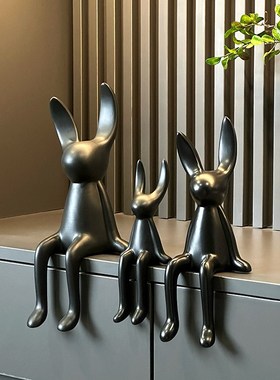 小众创意坐姿长耳兔摆件高级感轻奢客厅电视柜酒柜玄关家居装饰品