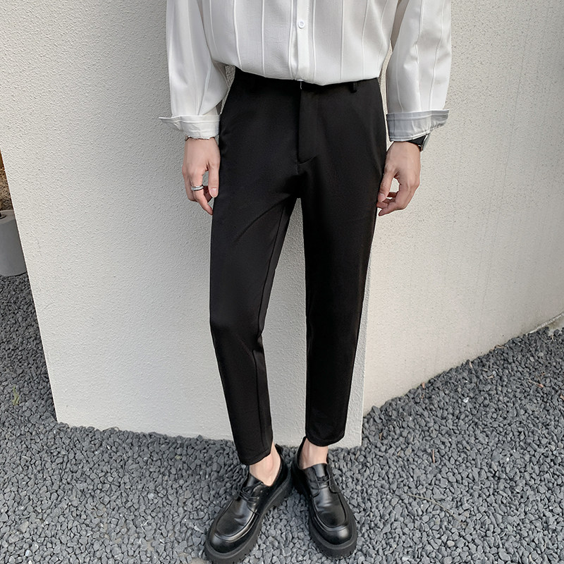 秋夏高弹力西裤男士休闲长裤子男坠感修身直筒商务男九分裤子,淘宝优惠券,粉丝福利购,淘宝优惠卷