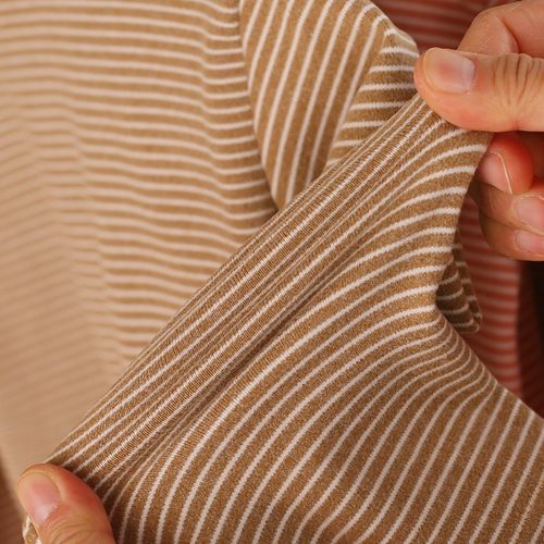 儿童加厚保暖德绒圆领秋衣冬男女童发热条纹内衣打底衫宝宝T恤衫 - 图0