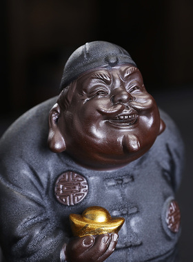 创意陶瓷地主老爷摆件财主人物桌面新中式客厅书房玄关装饰品送礼