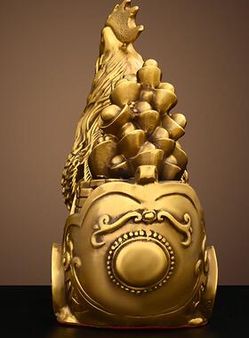 黄铜金鸡拉元宝客厅桌面摆件金鸡送财大公鸡雄鸡生肖鸡家居饰品