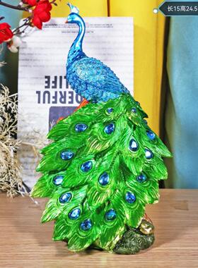 孔雀装饰饰品欧式家庭电视柜酒柜入口工艺品创意无障碍豪华高端乔