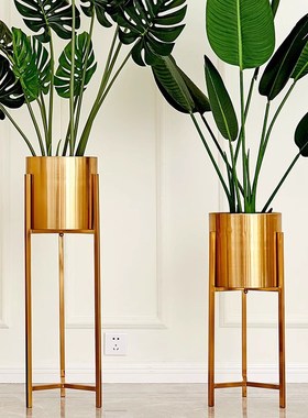 美式落地花瓶金属轻奢摆件客厅欧式创意高档家居电视柜装饰品花艺