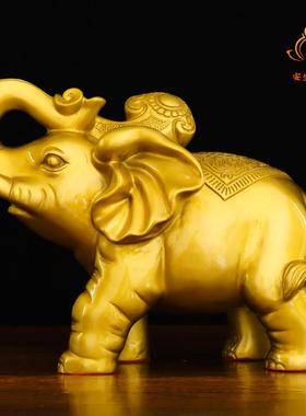 铜象摆件一对纯黄铜吸水大象客厅酒柜乔迁办公室店铺装饰工艺礼品