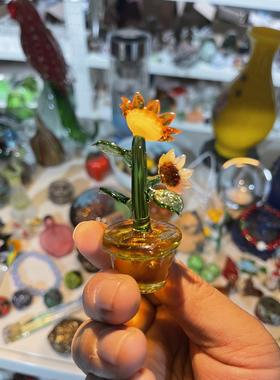 淄博博山琉璃向日葵摆件迷你手工玻璃家居装饰礼品礼物生日客厅花